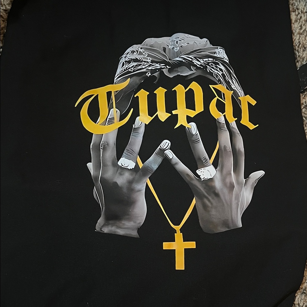 Black Graphic Tee with Tupac Design